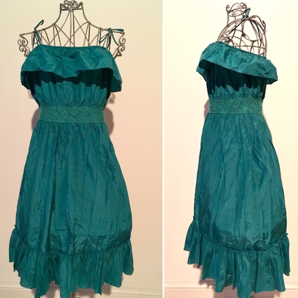 🛍 NWOT Les Petites Ruffled Teal Sundress 🛍
